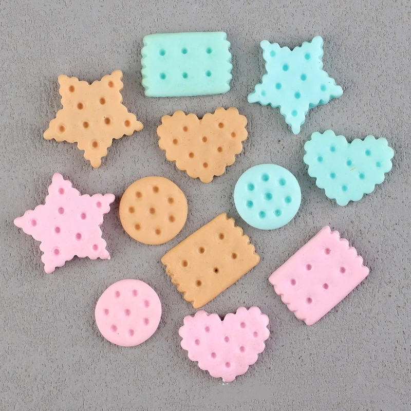 Resin Mix Cookies Flatback Cabochon Scrapbook DIY Decor Home Figurine Crafts Simulated Food Play Biscuit Slime Charms Ornament