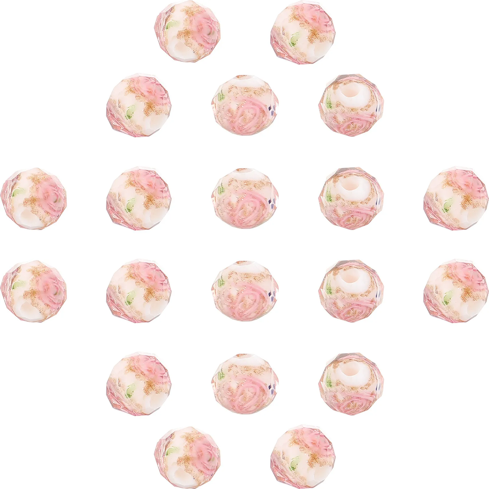 

20Pcs Lightweight Sturdy Glass Beads Flower Design for DIY Jewelry Crafting Necklace Bracelet Earrings Hair Accessories Craft