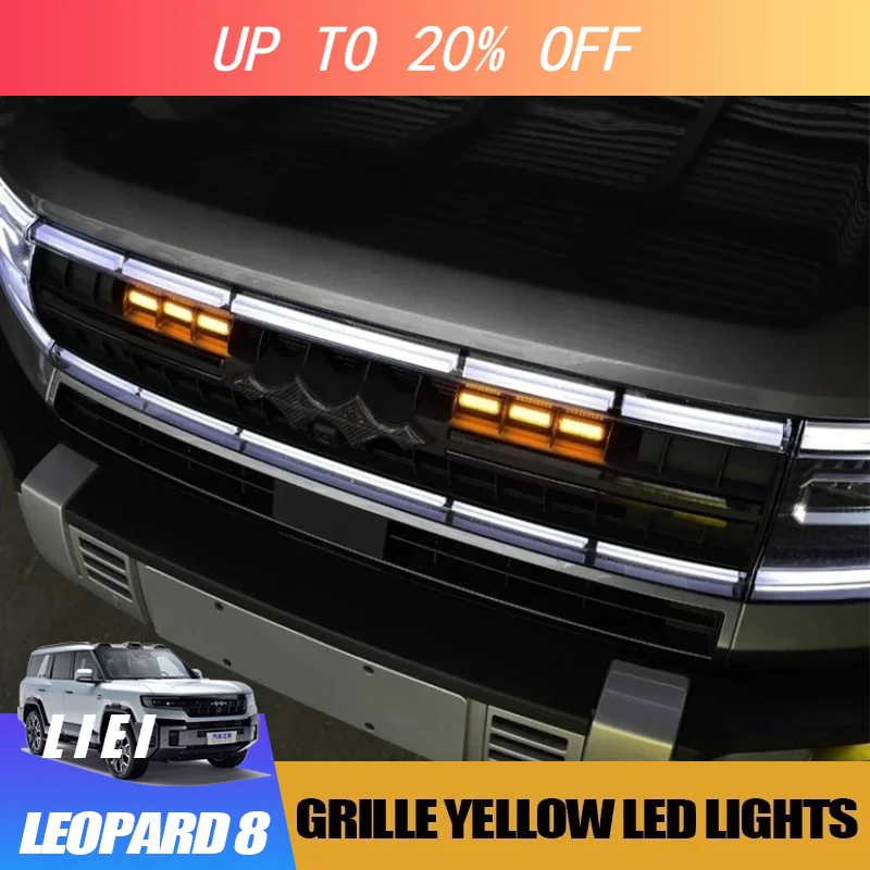 LIEI Grille Yellow LED Lights for BYD Leopard 5 Off-Road Front Bumper Square Small Yellow Light Flashing Warning Light Accessori