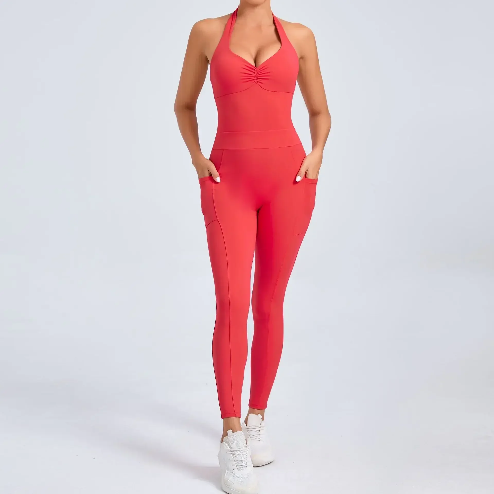 Fashion Sexy Sports Jumpsuit with Pocket Women Sportswear One