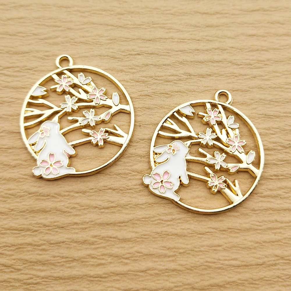 10pcs Cute Flower Rabbit Cat Charms for DIY Jewelry Making