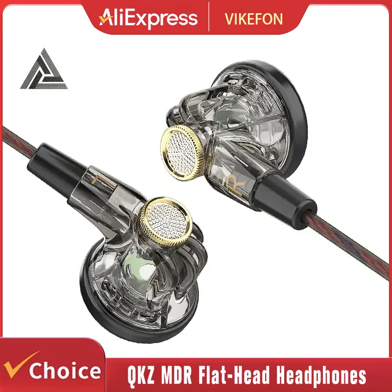QKZ MDR سماعات رأس مسطحة 16 مللي متر كبيرة ديناميكية HIFI باس سماعات أذن رياضية سماعات أذن سلكية للموسيقى 3.5 مللي متر AUX سماعة داخل الأذن مع ميكروفون