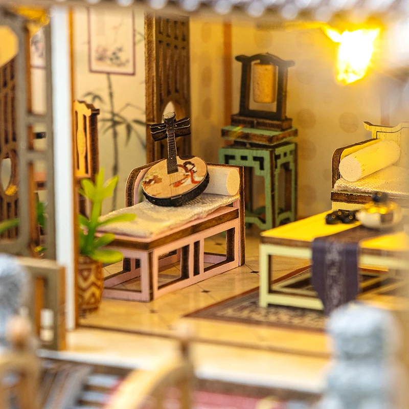 نموذج بناء مصغر للفناء العتيق وصل حديثًا - فيلا خشبية كبيرة يمكنك صنعها بنفسك، هدية إبداعية لعيد الميلاد والهالوين #4