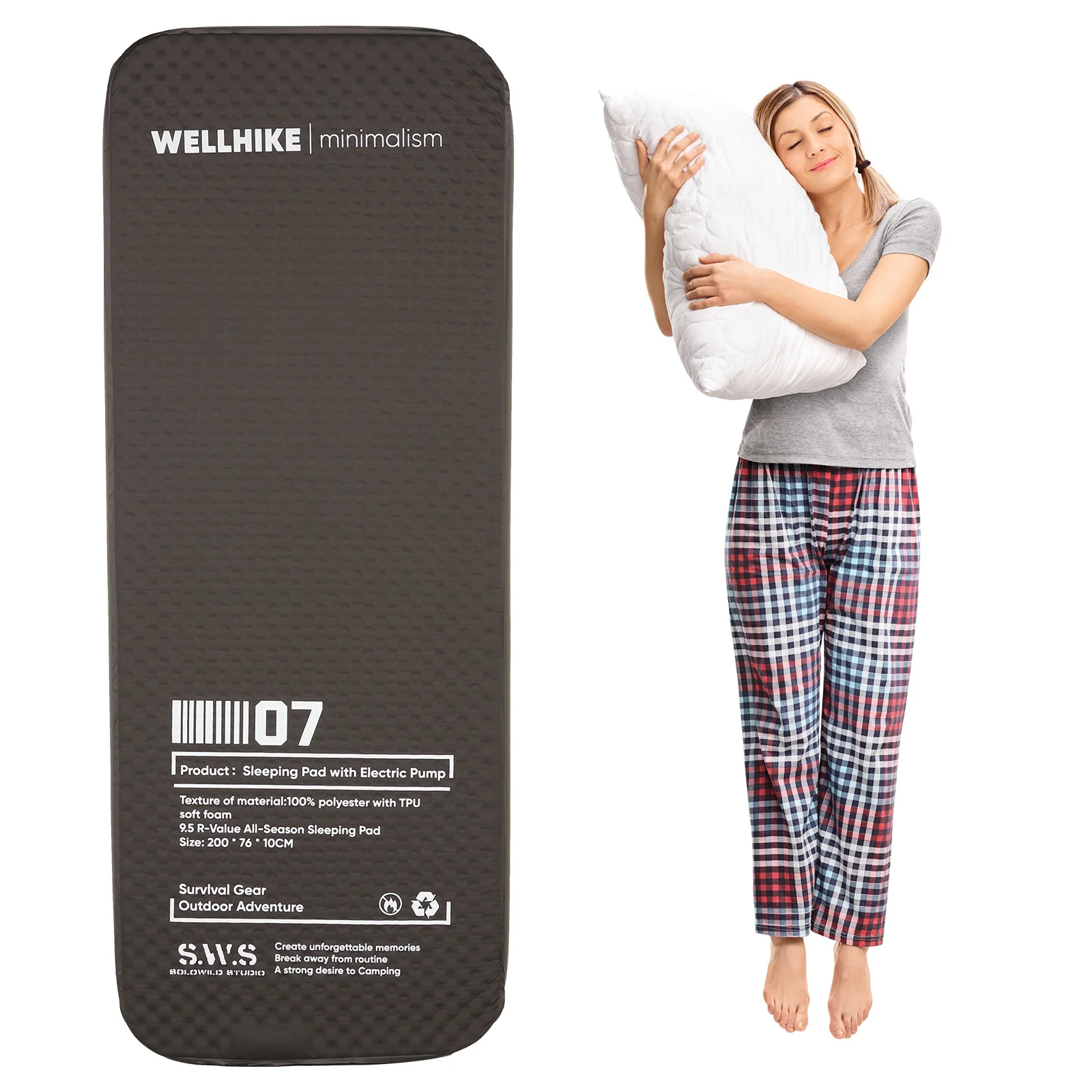 

Single Inflatable Sleeping Mat with Pump Inflatable Camping Mat Portable Camping Inflatable Pad for Backpacking Hiking Traveling