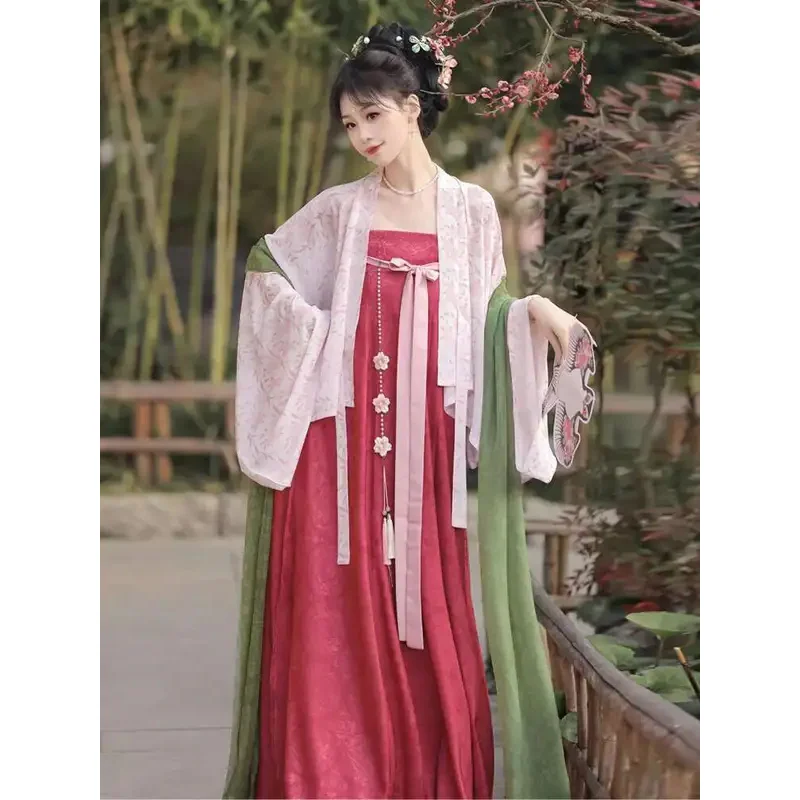 DY20Hanfu 여성 성인 봄 여름 멋진 스타일 Qingqiu 자수 고대 의상 대형 슬리브 개선 Warring States25