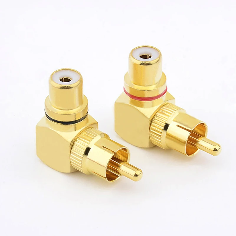 Czysty miedziany adapter RCA lotus męski na żeński kąt prosty 90 stopni wtyk AV lotus kabel audio męski do żeńskiego L łokcia