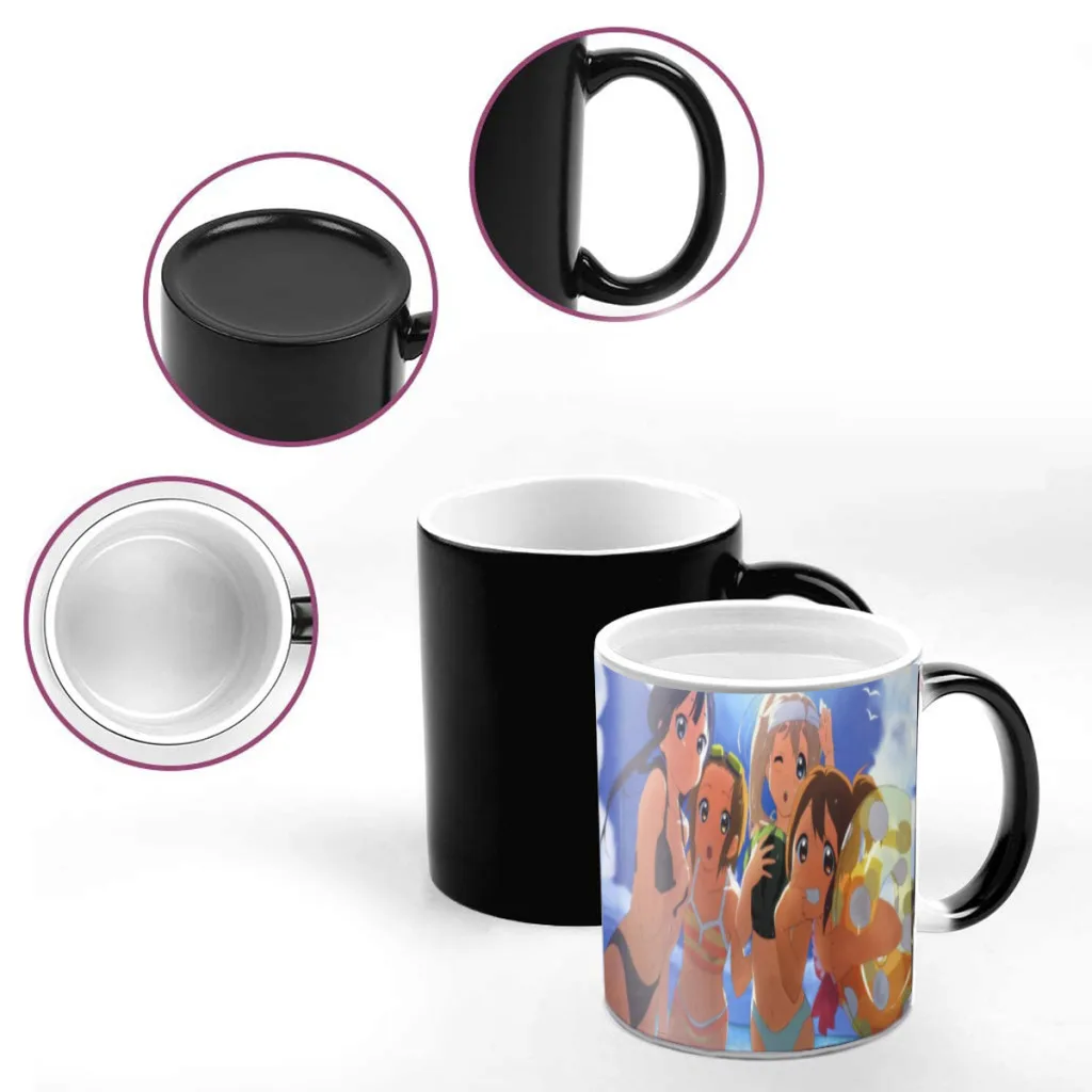 New K-ON Anime Color Changing Mug Ceramic Coffee Milk Tea Cup Gifts for Children Friends and Lovers