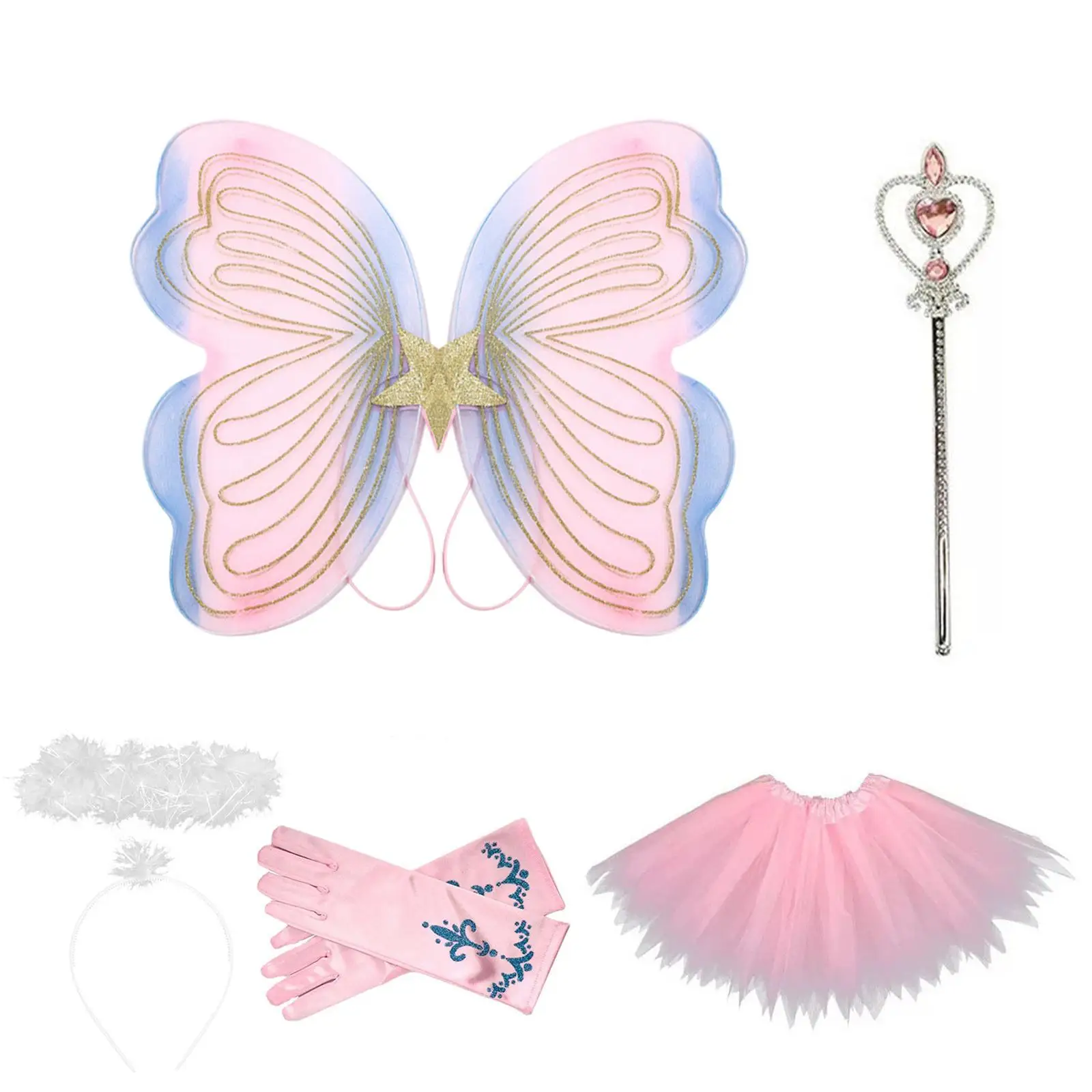 5 Pieces Girls Fairy Costume Fairy Princess Costume for Masquerade Role Play