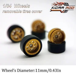 1/64 RLC Premium Wheels with Rubber Slick Tires for Hot Wheels Raguna Model Car Refitting Parts D:11mm (1 Set)