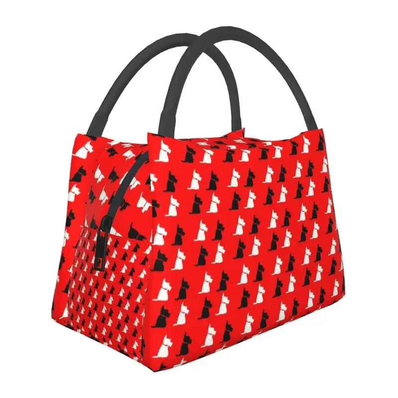 Cute Scottish Terrier Thermal Insulated Lunch Bags Women Scottie Dog Lunch Container for Outdoor Picnic Storage Meal Food Box