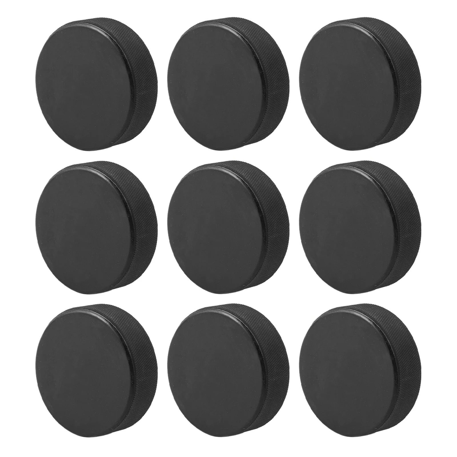 

9pcs Ice Hockey Pucks Black Rubber Sports Tools Training Practicing Durable High Hardness Smooth Flat Official