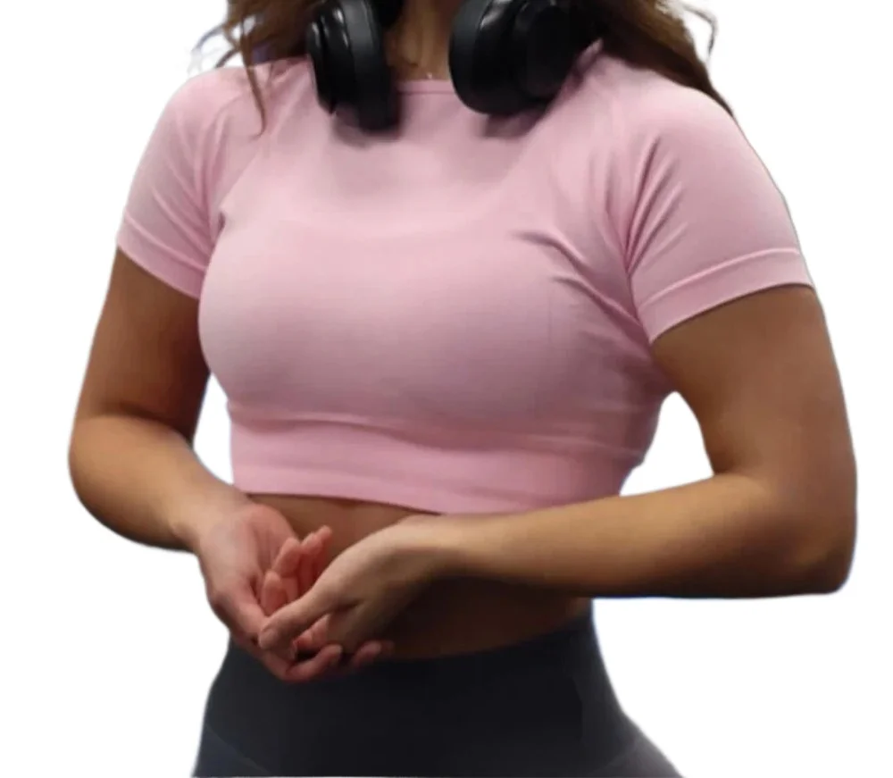 

D-impact Crop Top for Women Wotkout Yoga Top Shirts Light Weight Seamless Gym Crop Top Ribbed Underbrand Sports Shirt