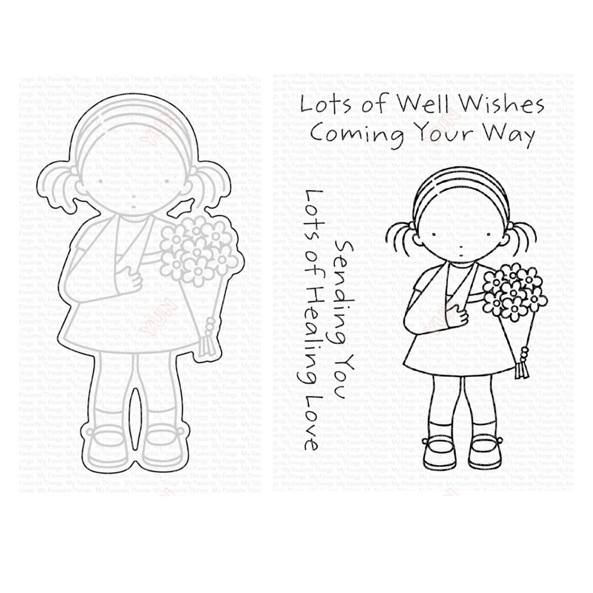 

Healing Love Lots of Well Wishes Coming Your Way Wounded Girl Metal Cutting Dies Stamps Scrapbook Diary Greeting Card Decoration