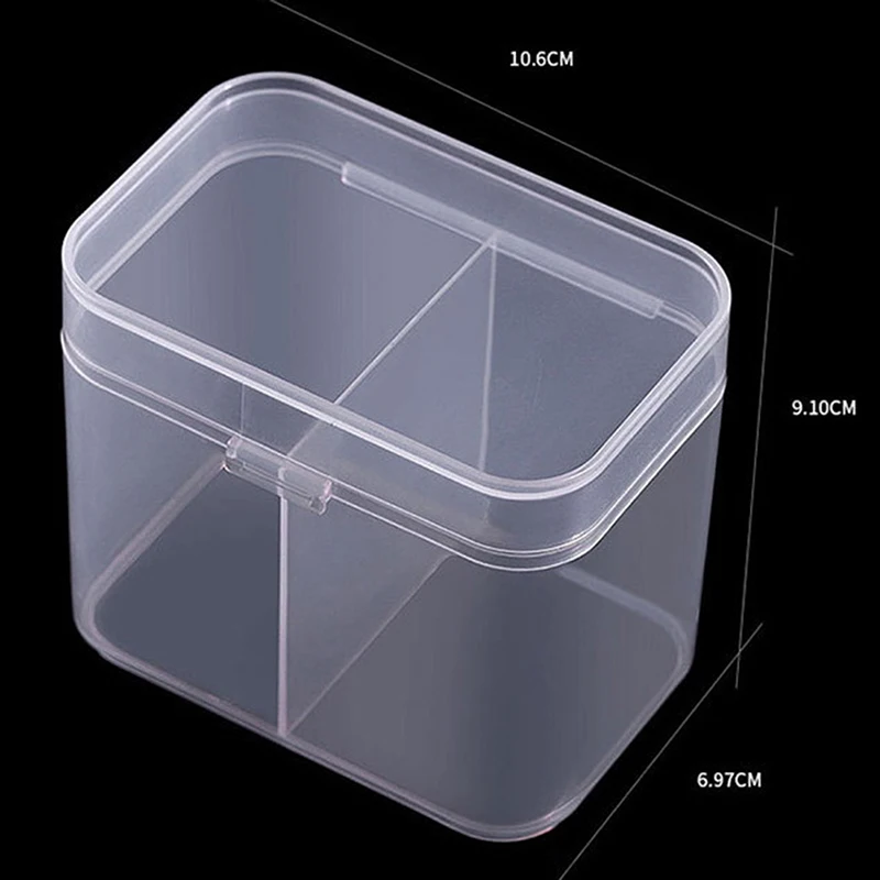 Cosmetic wash towel storage box nail pen container 2 grid plastic   with lid cotton unloading  tool