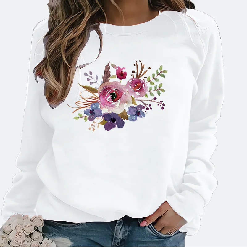 Crew-neck Hoodie Europe and The United States Christmas Long-sleeved Hot Sale Plants & Flowers Leisure Clothes  Sweatshirt