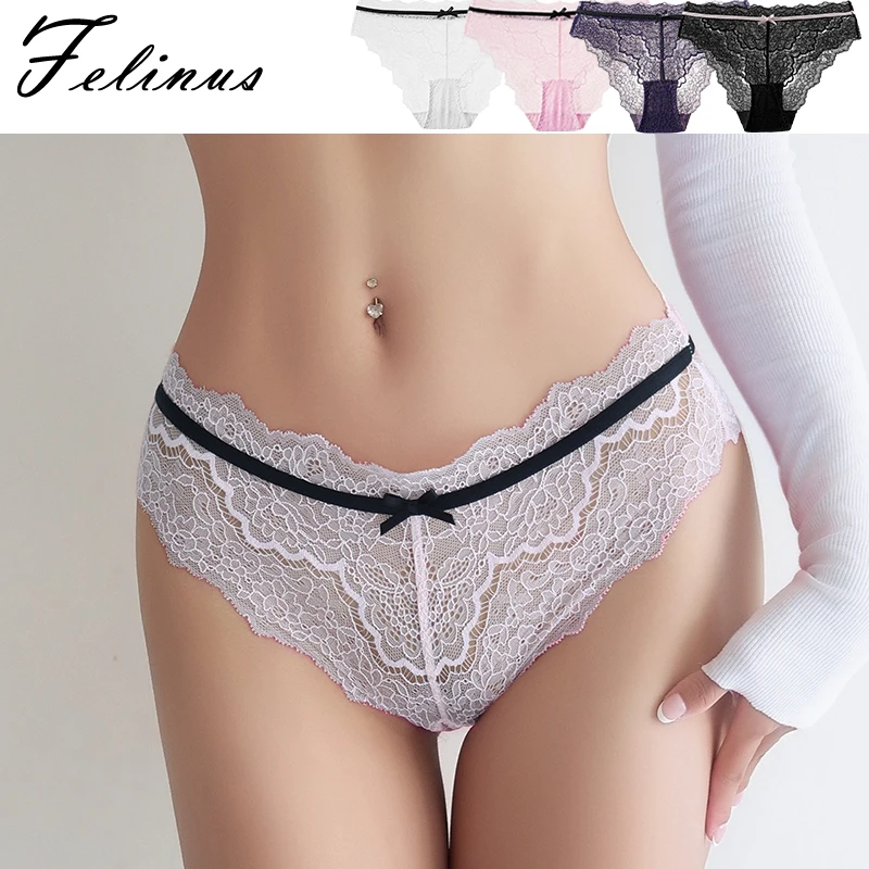 Felinus  Breathable Sexy Hollow Out Briefs Women French Lace Intimates Panties New Comfortable Low Waist Tempting Underwear
