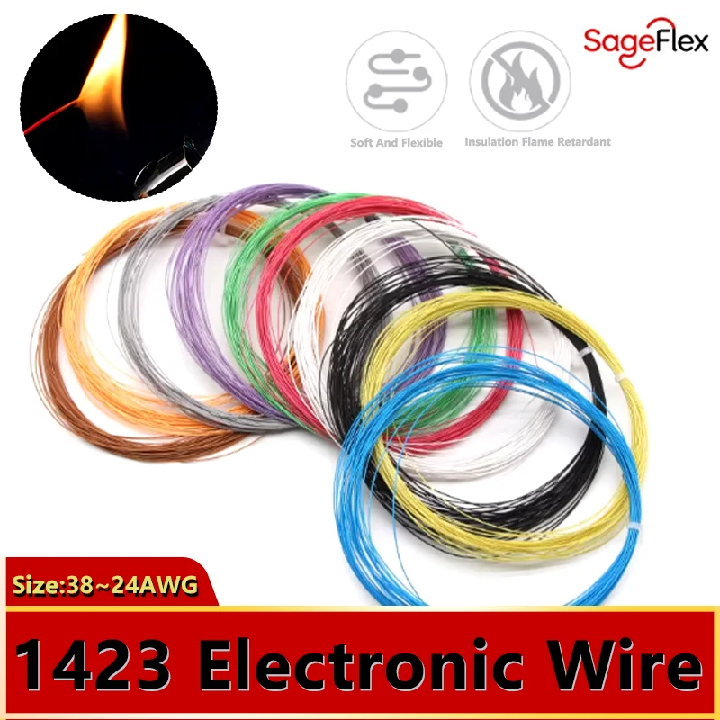 

10~100m 38/36/34/30/28/26/24AWG 1423 PTFE Electronic Wire Micro Fine High Temperature Silver Plated Single Core Copper Cable