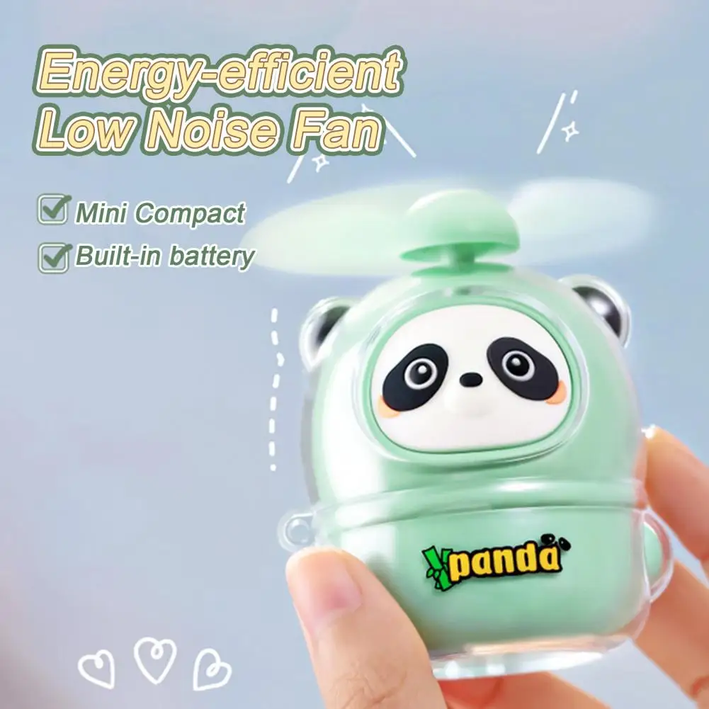 Handheld Fan Panda USB Rechargeable Portable Mini Fan Cartoon Electric Fan With Soft Blades Low-Noise Personal Pocket Fans