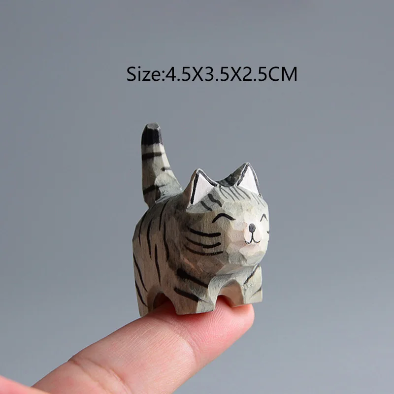 

Cute Animal Model Luckly Cats Dogs Tiger Pendant Keychain Wooden Handmade Desktop Decor for Friend Kids Keyring Accessories Toys