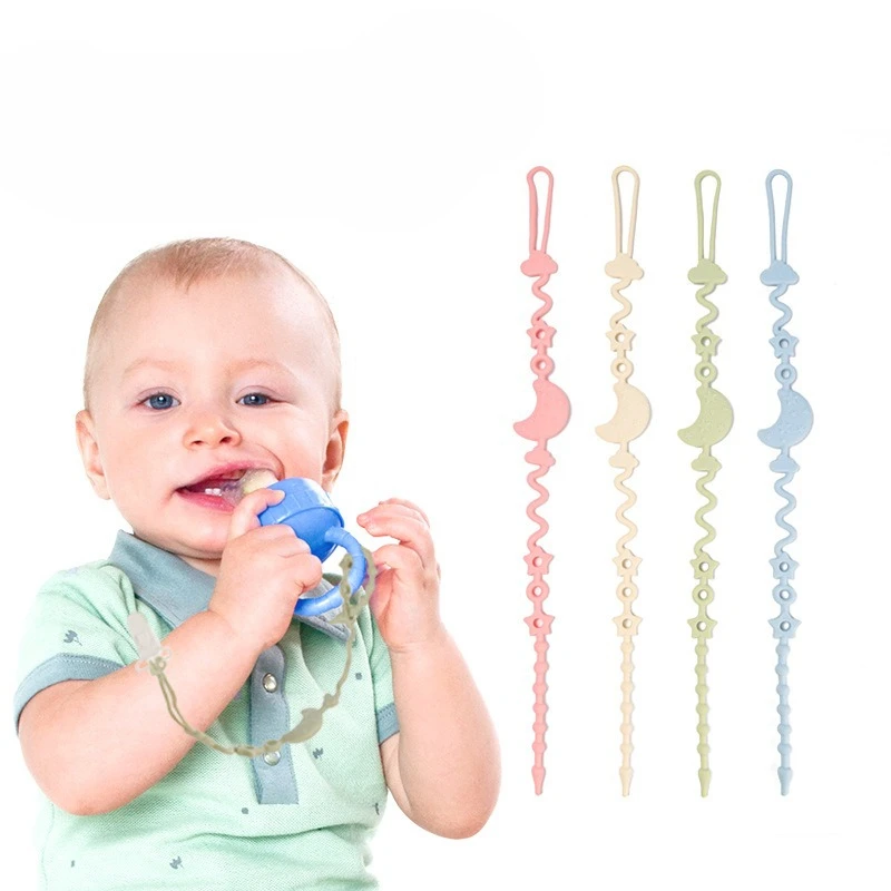 Adjustable Soft Silicone Baby Pacifier Chain Teether Toys Anti Loss Pacifier Leash Suitable High Chair Crib Baby Newborn Gifts