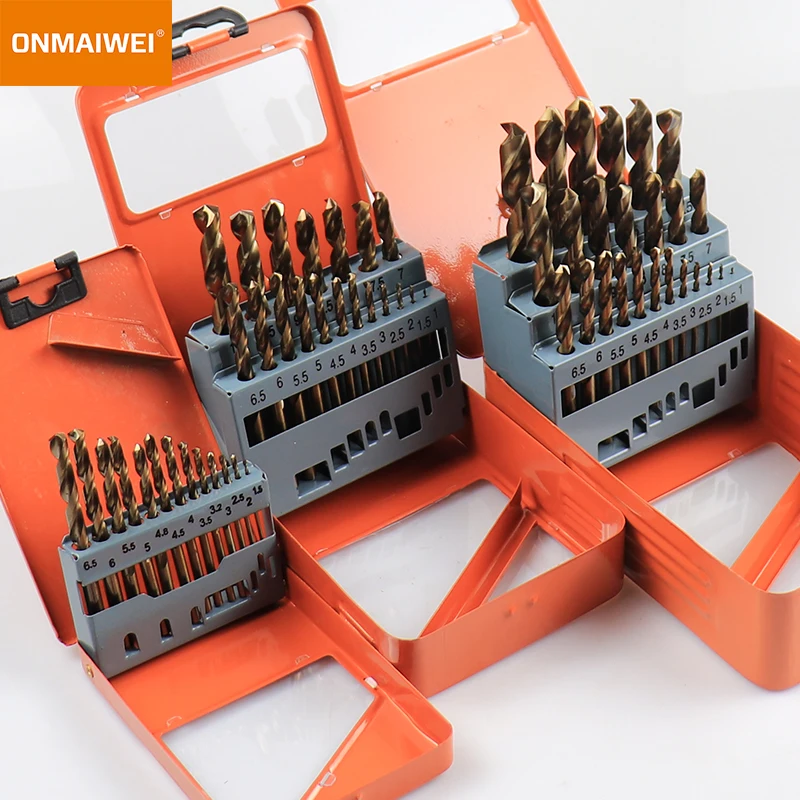 M35 HSS-CO 5% asile alt Twist Drill Bit Set MeaccelerStraight Shank Set avec boîtier en métal pour les propositions en bois et en métal en acier inoxydable