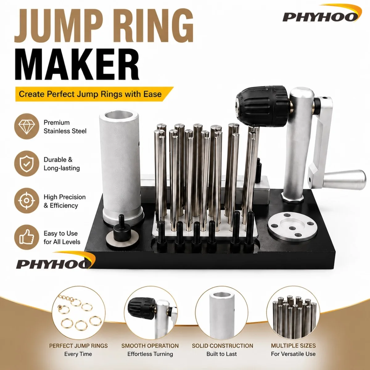 Stainless Steel Jump Ring Maker Manual Ring Winding Tool Wire Coil Winding Machine Wire Drawing Machine Jewelry Making Tools