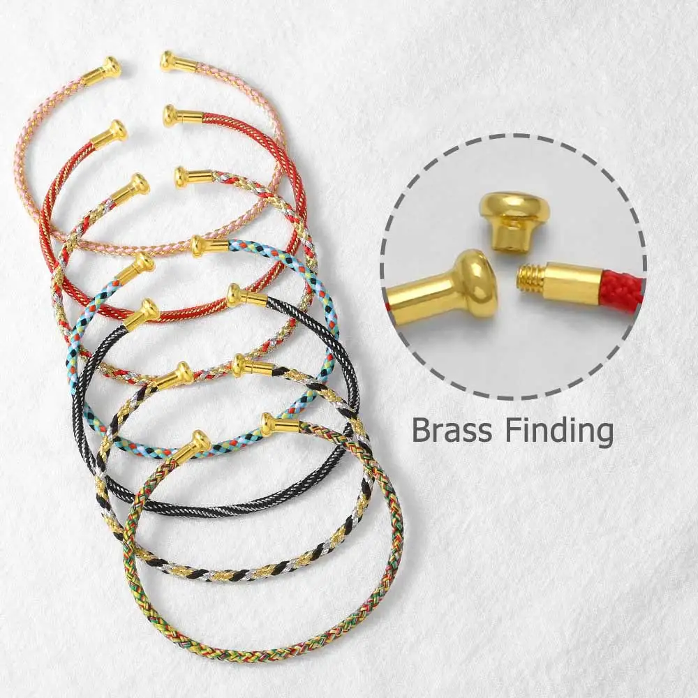 OCESRIO Fashion Multicolor Cord Bracelet Wrist Chain Thread String Adjustable Copper Jewelry Making Findings Wholesale brtg68