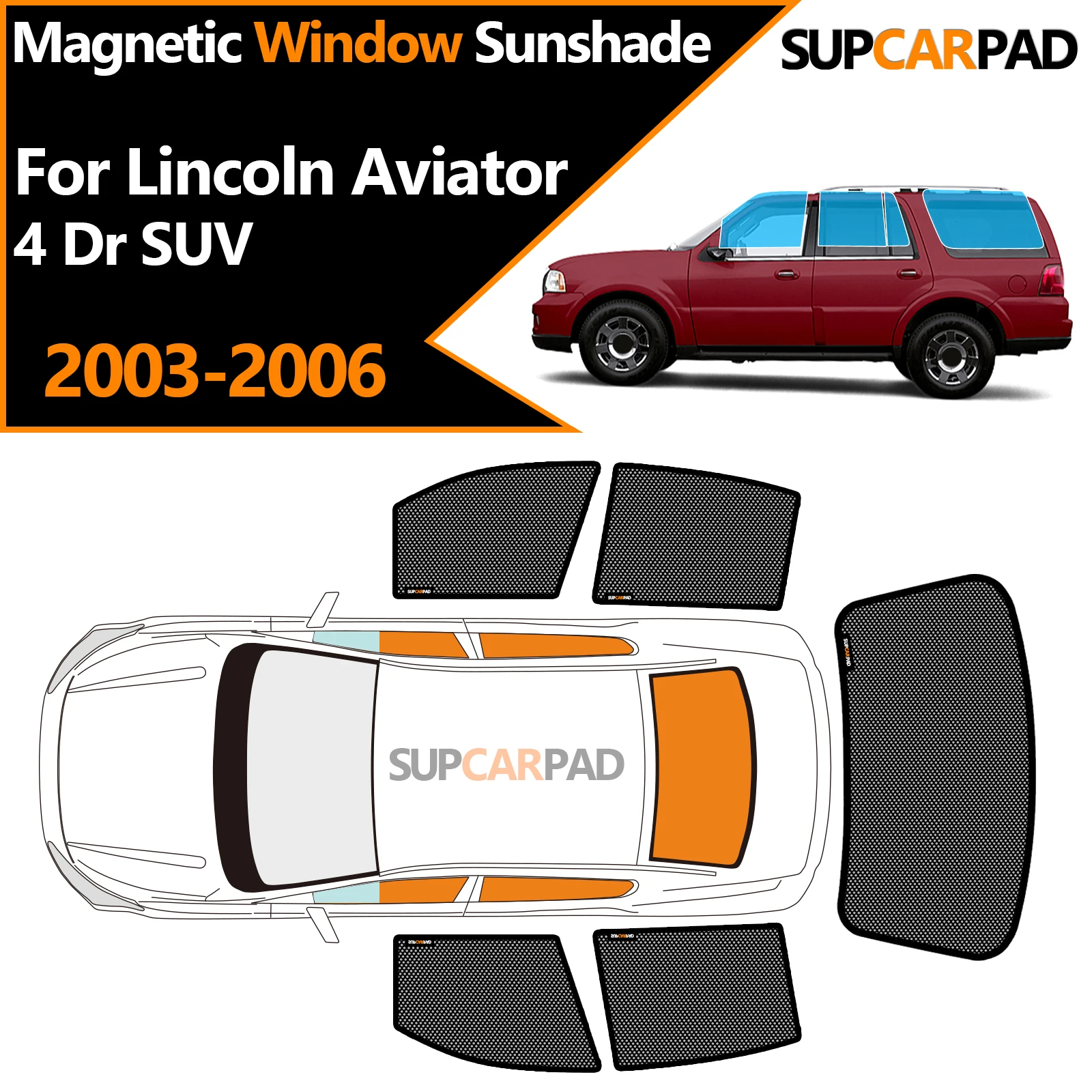 

Custom Car Window Sunshade For Lincoln Aviator 4 Dr SUV 2003-2006 Magnetic Curtain Mesh Front Windshield Frame Curtain