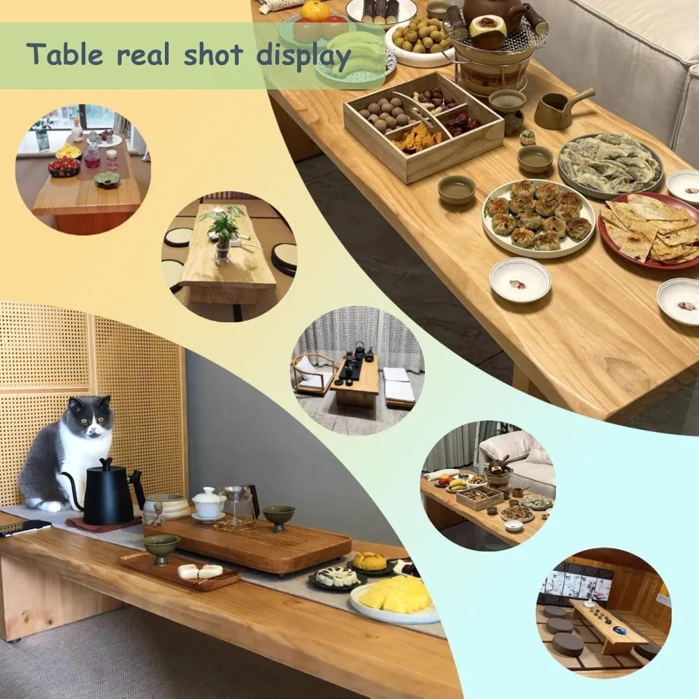 طاولة تأمل وتناول الطعام، تاتامي وطاولة شاي للجلوس على الأرض (بني، 120x60x35 سم) #2