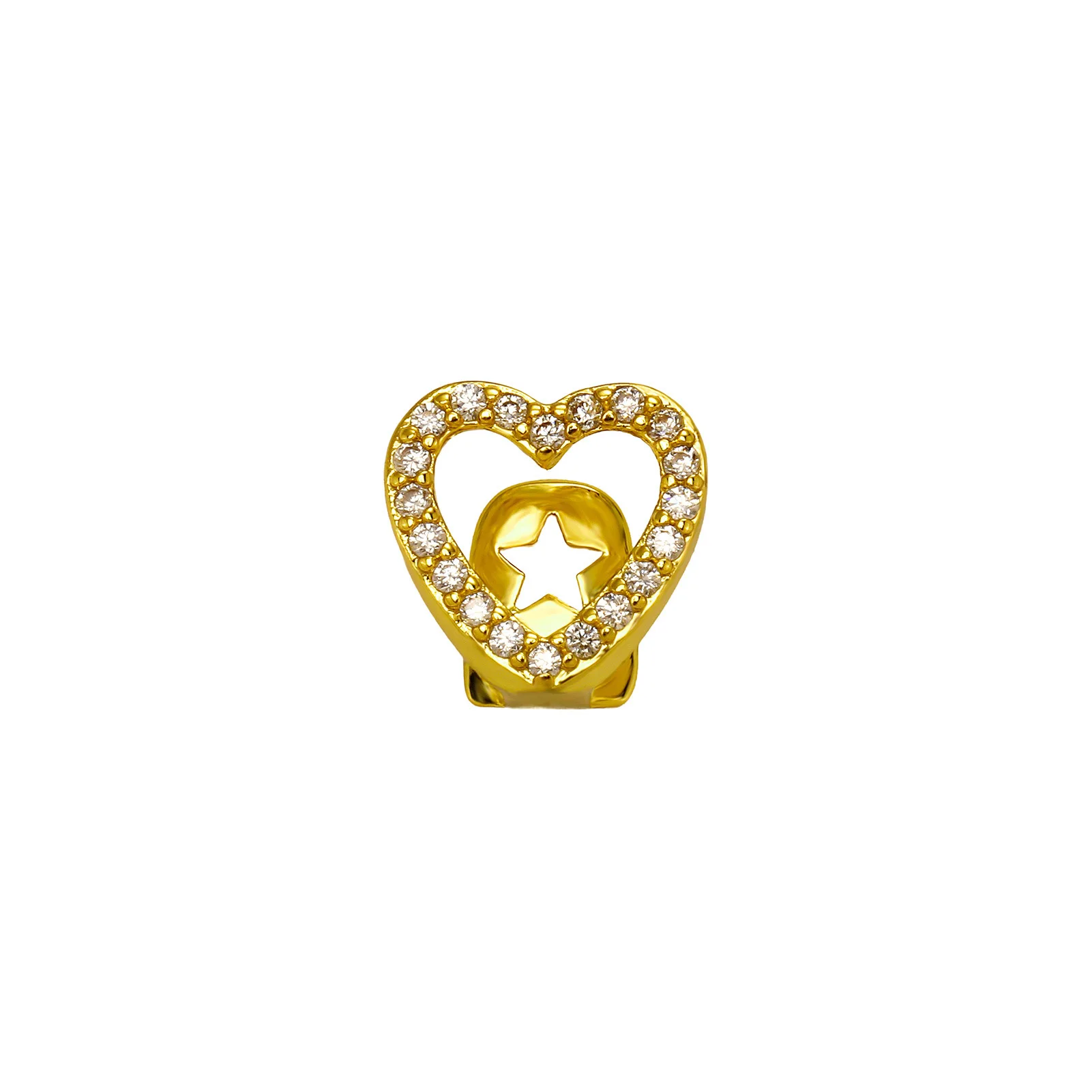 Hollow Heart Grillz Teeth Jewelry Single Cap Rhinestone Tooth Cover Hip Hop Style Streetwear Party Accessories