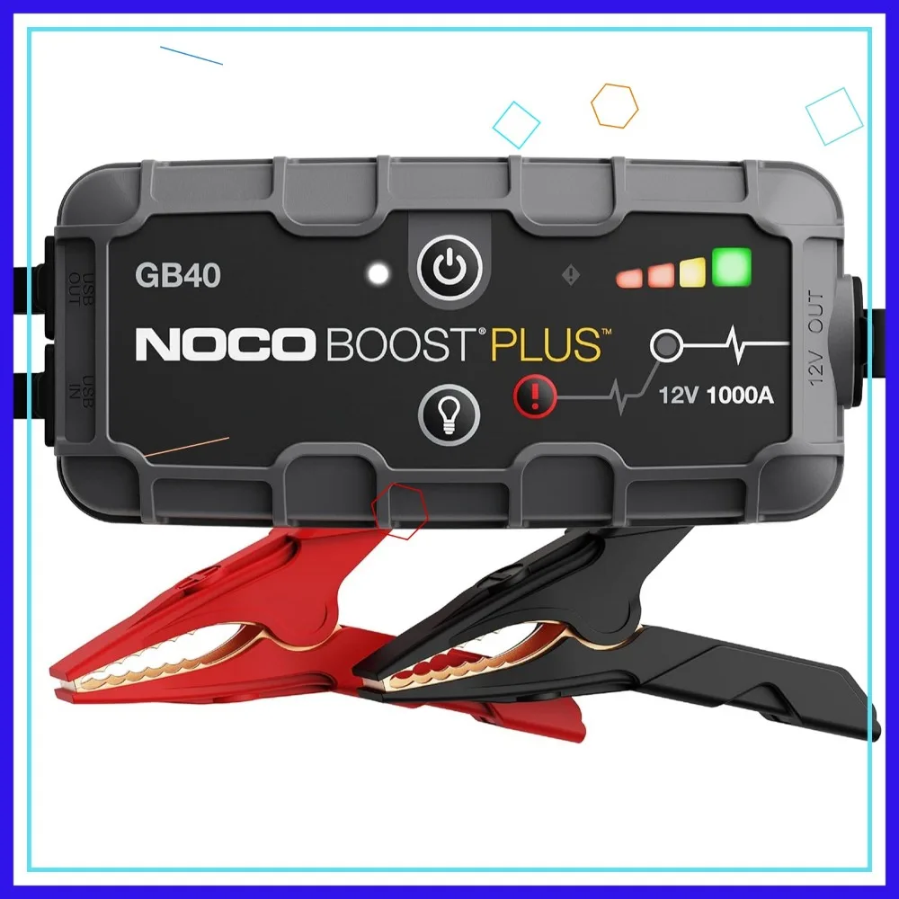 

1000A Portable Jump Starter - 12V Lithium Battery Booster Pack with Power Bank for 6.0L Gas & 3.0L Diesel Engines