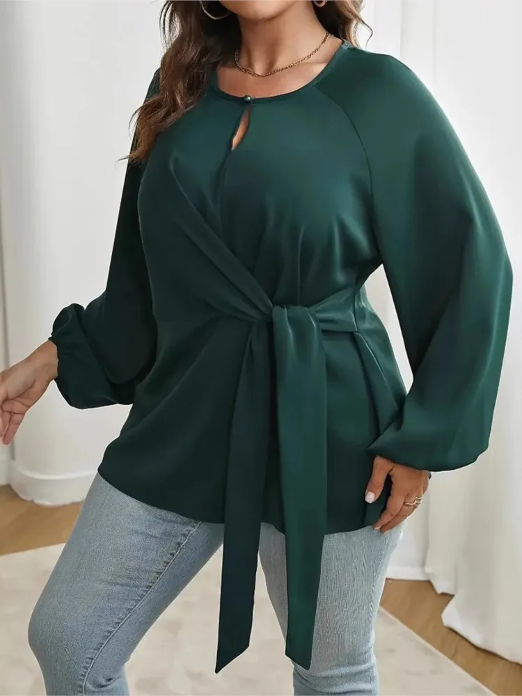 Plus Size Herfst Trui Tops Vrouwen Lange Mouw Slanke Taille Mode Onregelmatige Geplooide Dames Blouses Losse Casual Vrouw Tops