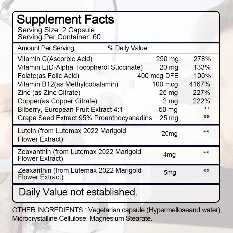 GPGP Greenpeople Vitamin B12 Lutein Ester Capsules Zeaxanthin Supports Eye Fatigue&Dry Eyes&Vision Healthy Adult Lutein Mixture