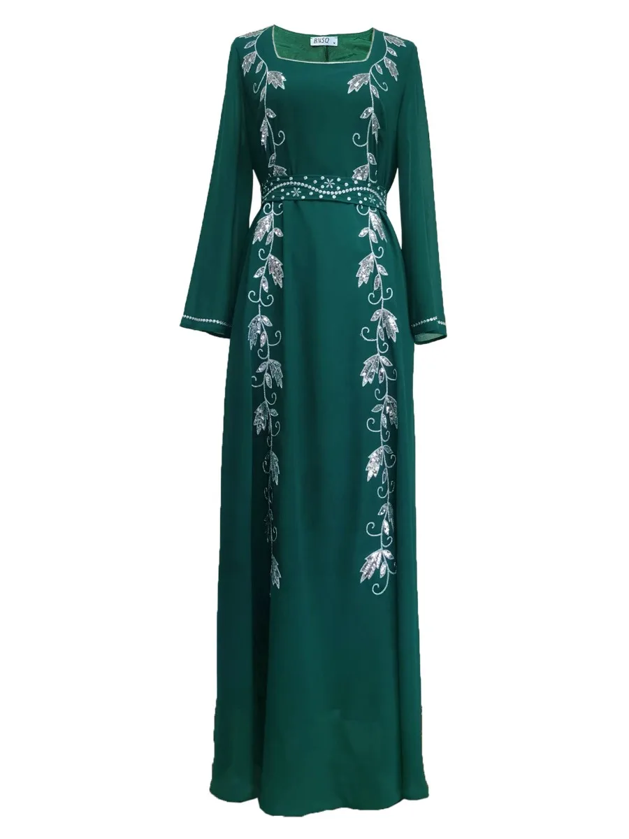 Vestido Muçulmano Eid para Mulheres, Abaya, Bordado, Lantejoulas, Ramadã, Lace-Up, Abayas, Kaftan, Islã, Dubai, Árabe, Manto Longo Modesto, 2022