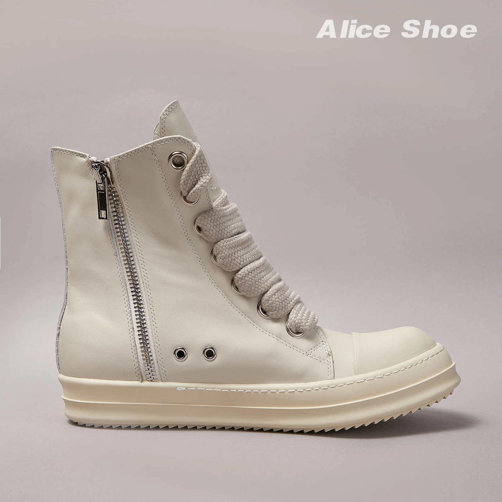 

Designer Women Ankle Boot Jumbo Lace-up Casual Men Sneaker Quality White High Top Leather Icks Luxury Zip ow-en Street Trainer