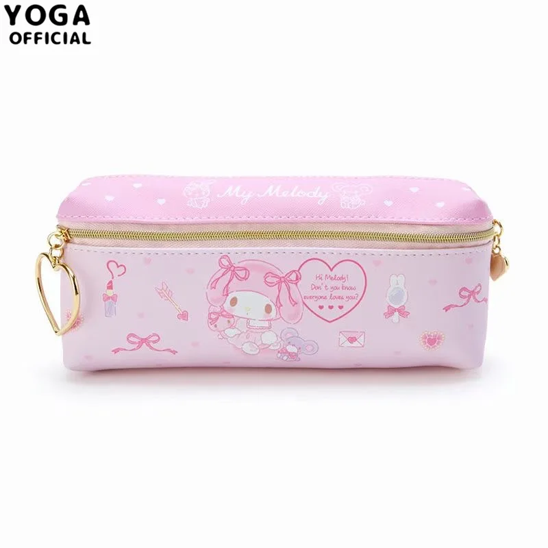 Cute Anime Melody Little Twin Stars Kuromi Cinnamoroll Cartoon Toys PU ad alta capacità Pen Bag Dolls Pencil Case Kids Learn Gift