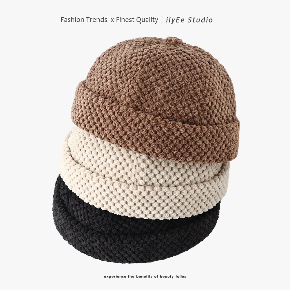 جديد الخريف الشتاء بلون الجمجمة قبعة قبعة الهيب هوب سميكة الدافئة دوكر بحار الدراجة Brimless القبعات للنساء الرجال اليقطين قبعة #2