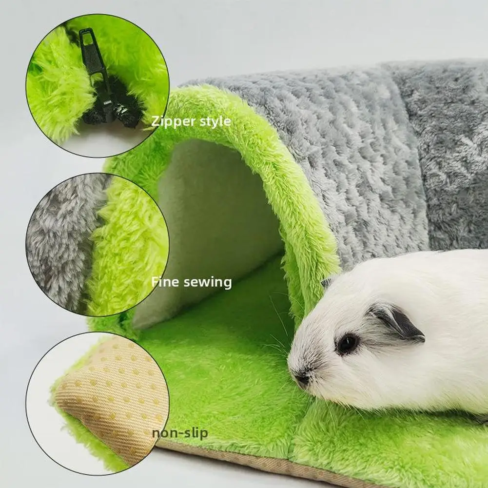 

Winter Warm Guinea Pig Hideout with Curtain and Tunnel Washable House Soft Bed for Guinea Pig Hamster Chinchilla Bunny Ferret