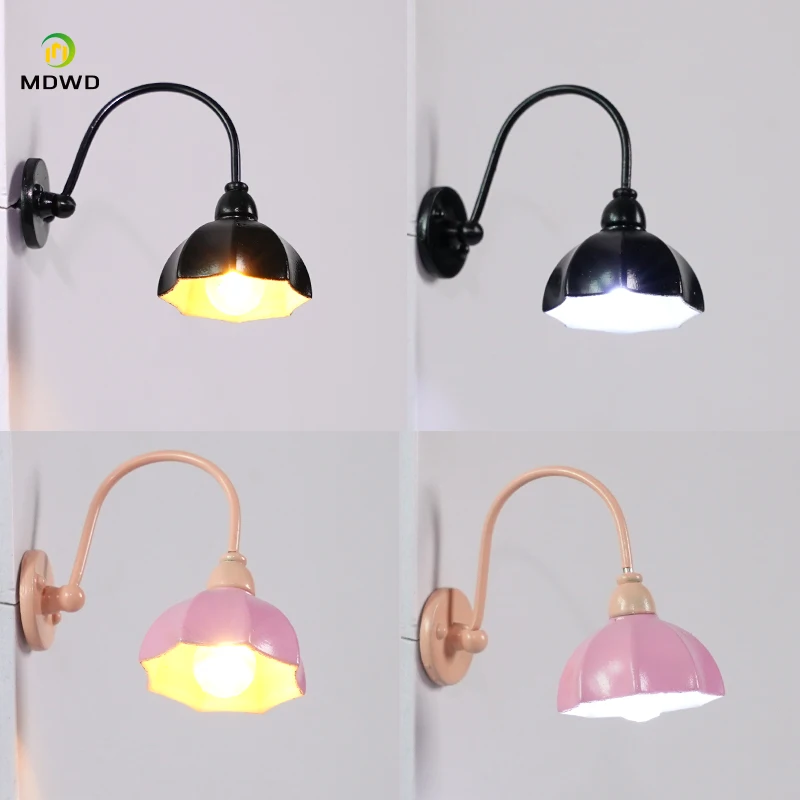 1:12 인형 집 모델 벽등 고급 색상 DIY 선물 예술품 조명 미니어처 풍경 미니어처 재료