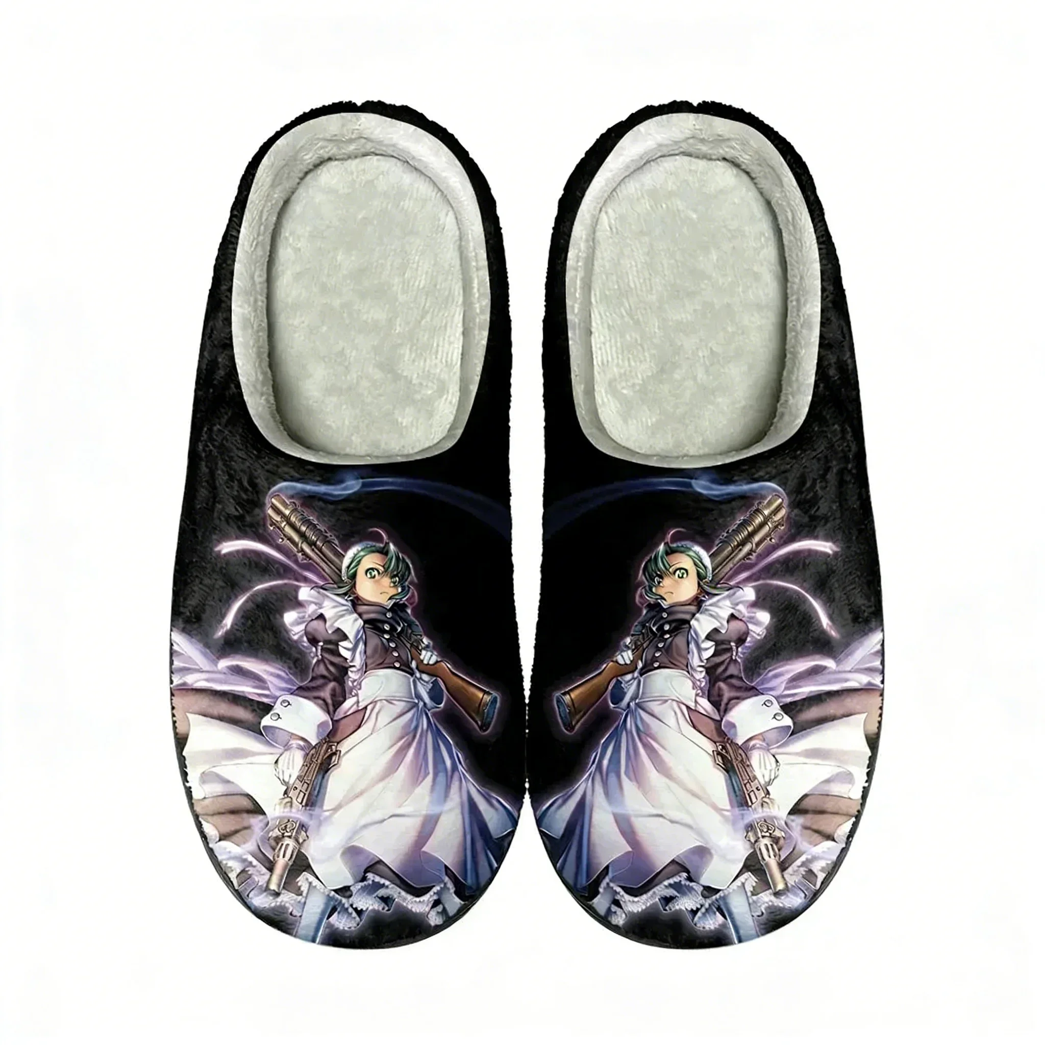 Pantuflas Personalizadas de Algodón con Diseño de Anime Black Lagoon, Sandalias para Hombre y Mujer, Pantuflas de Felpa con Diseño de Banda de Rock, Calzado Casual para Mantener el Calor, Pantuflas Térmicas