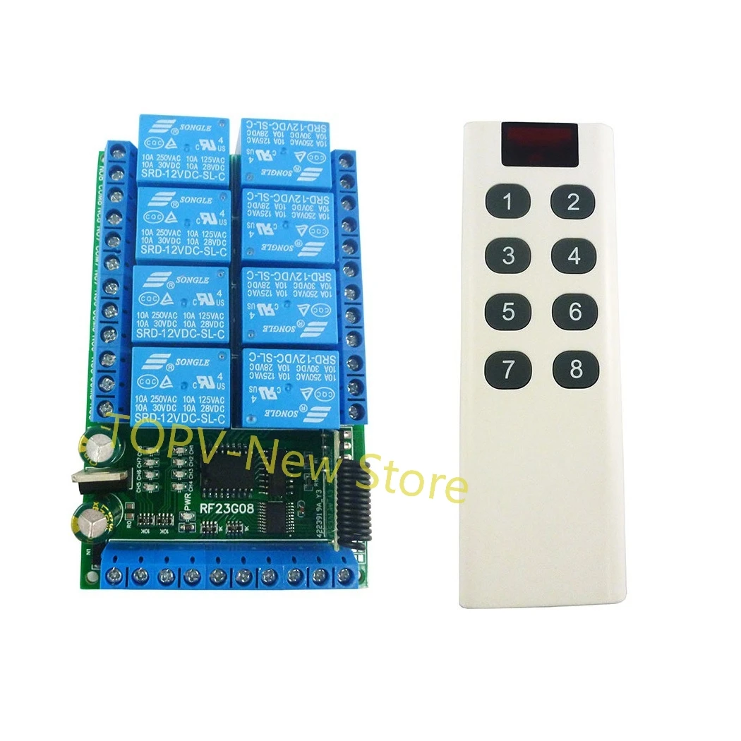 DC 5/12/24V 8Ch 433M EV1527 Learning Code OOK ASK RC Multi-function Remote Control Module 4 Function Modes RC Remote Control Kit