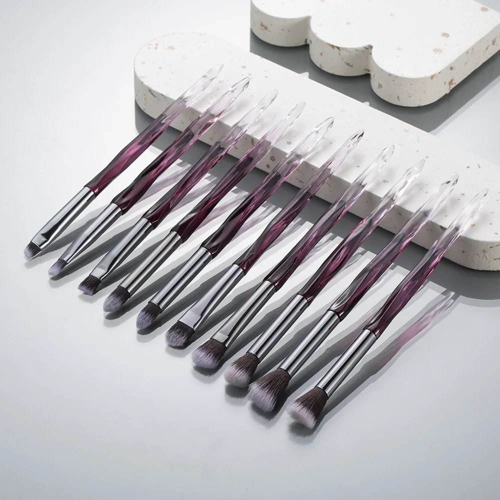 5-10 brocha de maquillaje púrpura, base sintética de calidad, sombra de ojos correctora de contorno en polvo suelto, herramienta de maquillaje profesional
