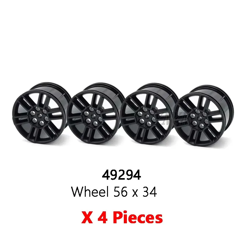 4Pcs/lot Technical 49294 Wheel 56mm D. x 34mm Racing Medium 6 Pin Holes for 44771 23798 92912 54120 56907 Tyres MOC Bricks Set