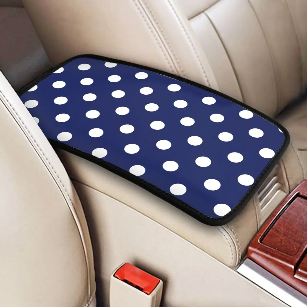 Center Handle Box Pad Cushion Polka Dot Classic Plaid Car Armrest Cover Mat Four Seasons Auto Interior Storage Box Pad Cushion