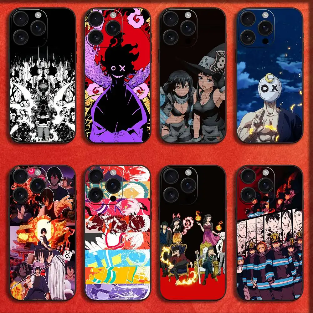 

Phone Case For iPhone 16,15,14,13,12,11,Pro,XS,Max,XR,Plus,E,Mini Black Shockproof Cartoon F-Fire F-Force Manga Cover