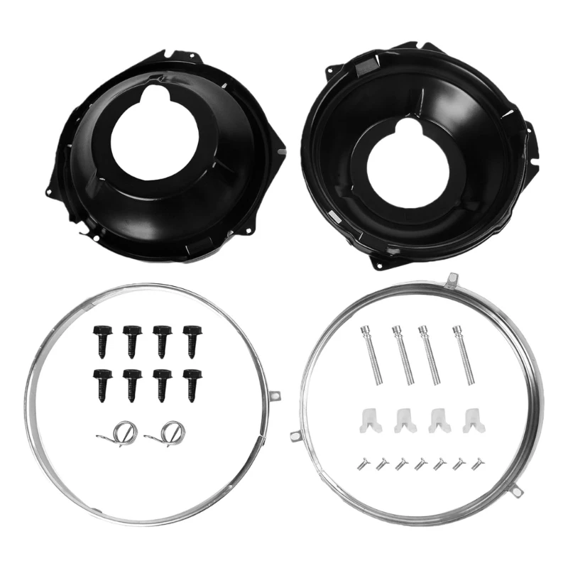 Polished Headlight Mounting Bucket &Retaining Rings for Vintage Vehicle Repair