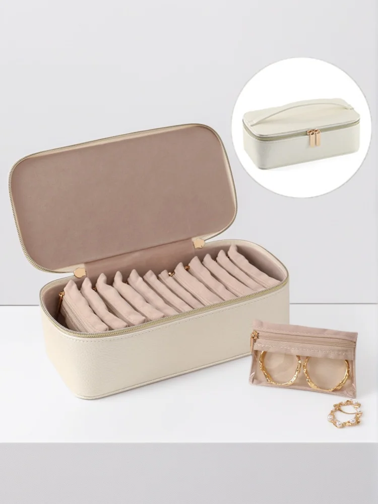 

Portable Jewelry Organizer Box Set, Divided Compartments for Earrings Rings Bracelets Watches Necklaces,Travel Storage Organizer