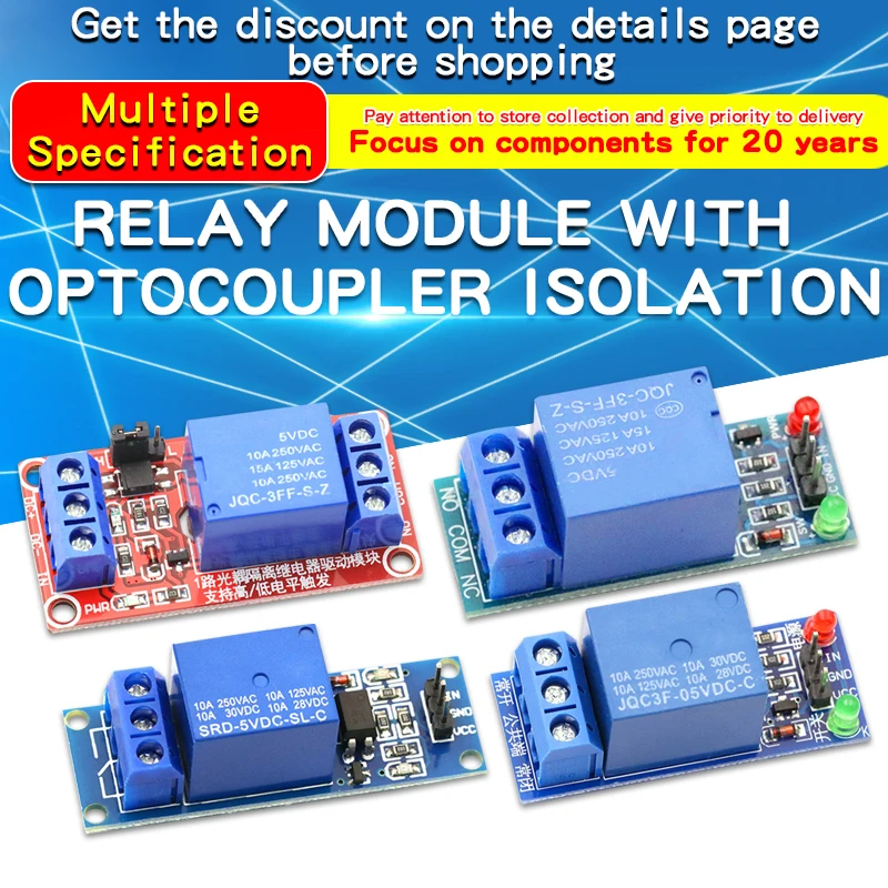 1PCS 5V/12V/24V 1 Channel Relay  Module Board Shield With Optocoupler/Without Optocoupler High & Low Lever Trigger Relay Module