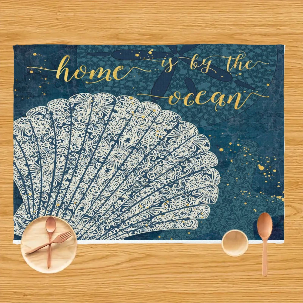

1PC Coastal Lace Placemats, Easter Print Placemats, Table Mats Heat Resistant Coffee Place Mats, For Indoor, Outdoor, Kitchen