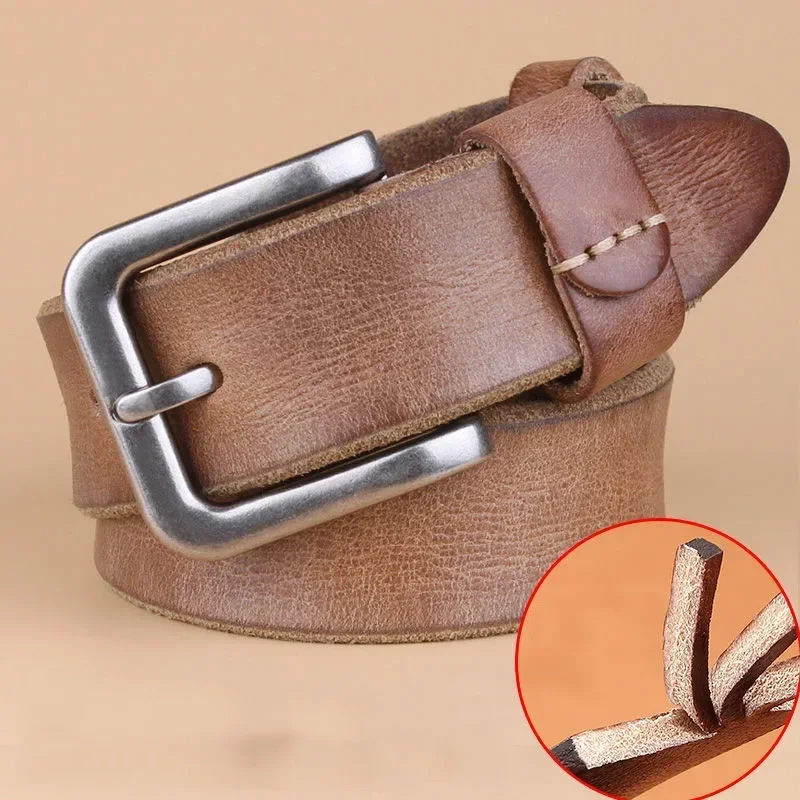 2026 High Quality Belt Men\'s Genuine Leather Top Layer Pure Leather Pin Buckle Jeans Fashion Belts for Men Luxury Designer Brand